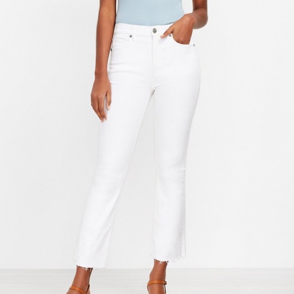 LOFT Curvy Fresh Cut High Rise Kick Crop Jeans In White - Picture 3 of 4